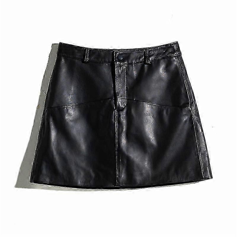 Mini-kokerrok van echt leer voor dames