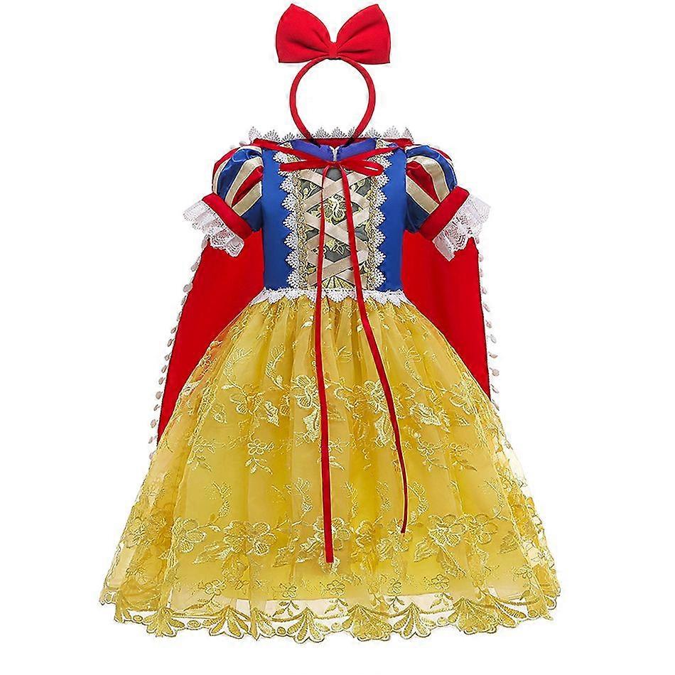 סט שמלות 2Stlyes5# שמלת לבן שלג נסיכה לילדות תחפושות לילדים עם גלימה ליל כל הקדושים תחרה שמלת נשף לילדים מסיבת שמלת יום הולדת 2-12Y