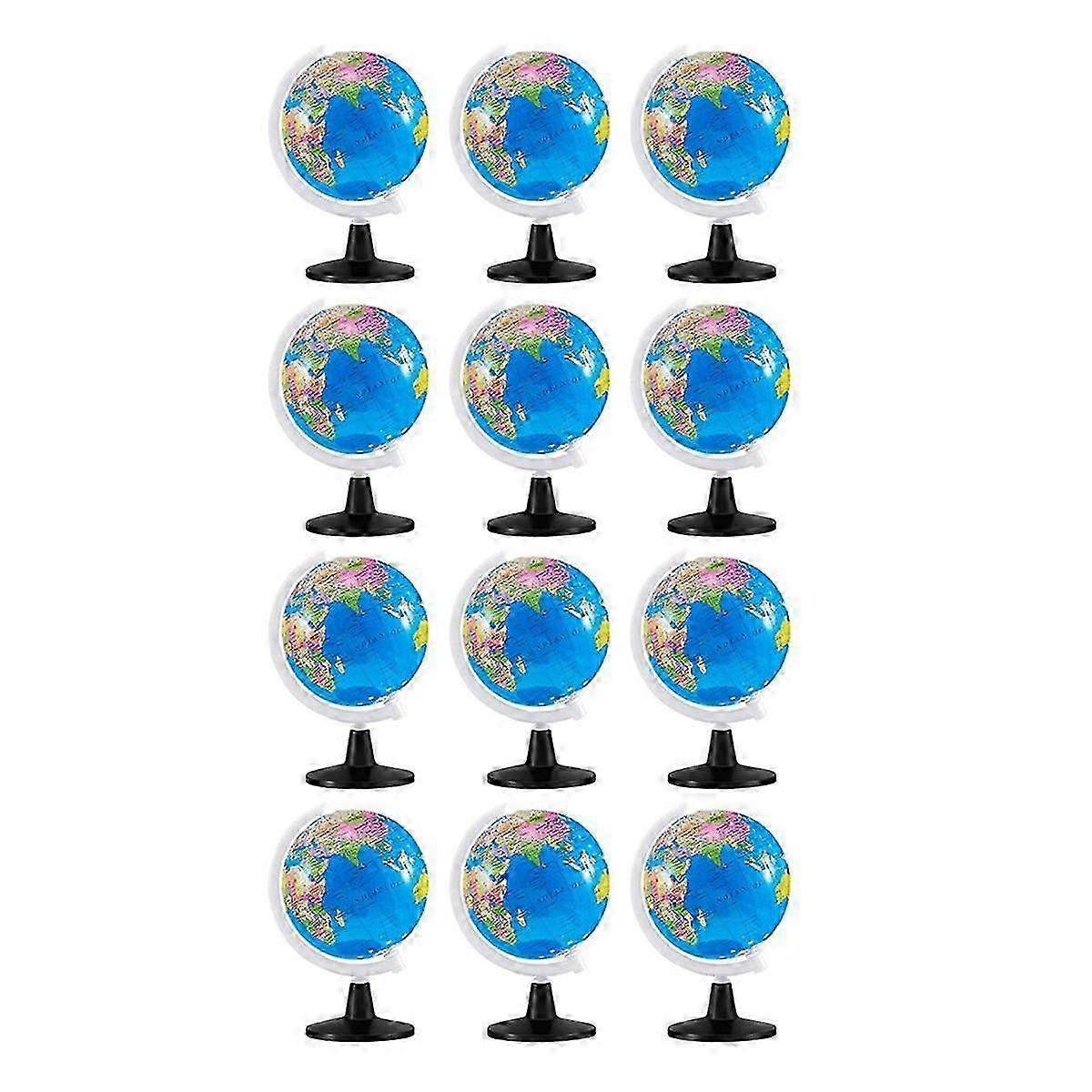 12 Pcs World Globe For Kids Learning Rotating World Map Globes Educational Globes With Stand 3.4 In