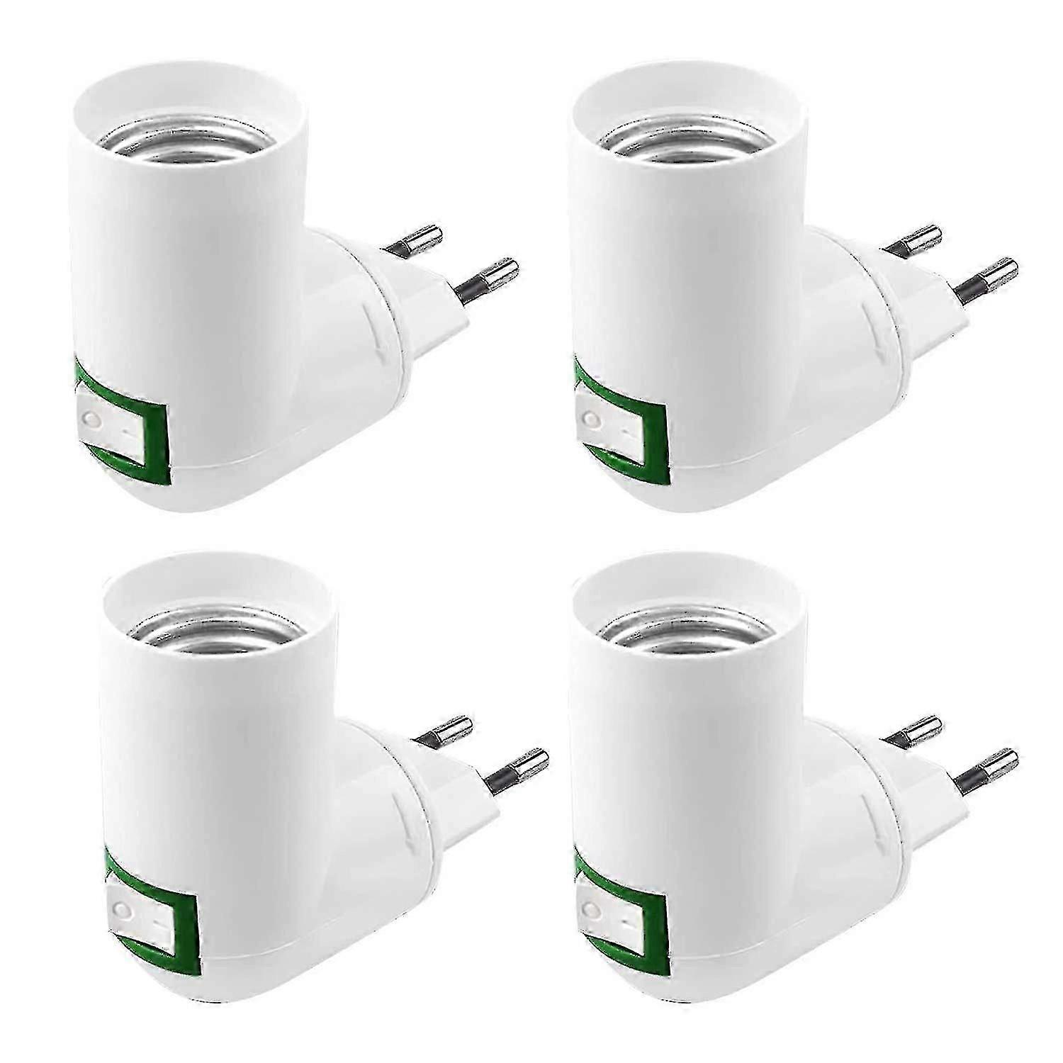 4 Pieces E27 With Switch Construction Socket Ac 220v Electrical Socket For Kitchen Wall Lamp Adapter Led Light Bulb Holder (white)