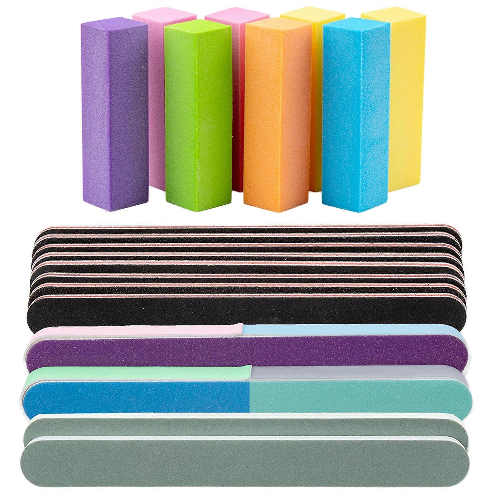 20/21Pcs Nail File and Buffer Rectangular Nail Buffer Block Nail File Nail Polishing Professional Manicure Tools Kit