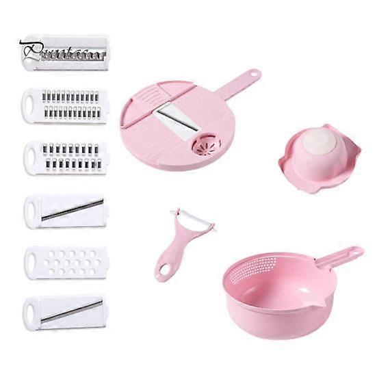 Vegetable Cutter with 6 Blades Circular Veggie Chopper with Container Cheese Grater Food-Grade Odor-Free Kitchen Gadget for Easy Slicing Dicing