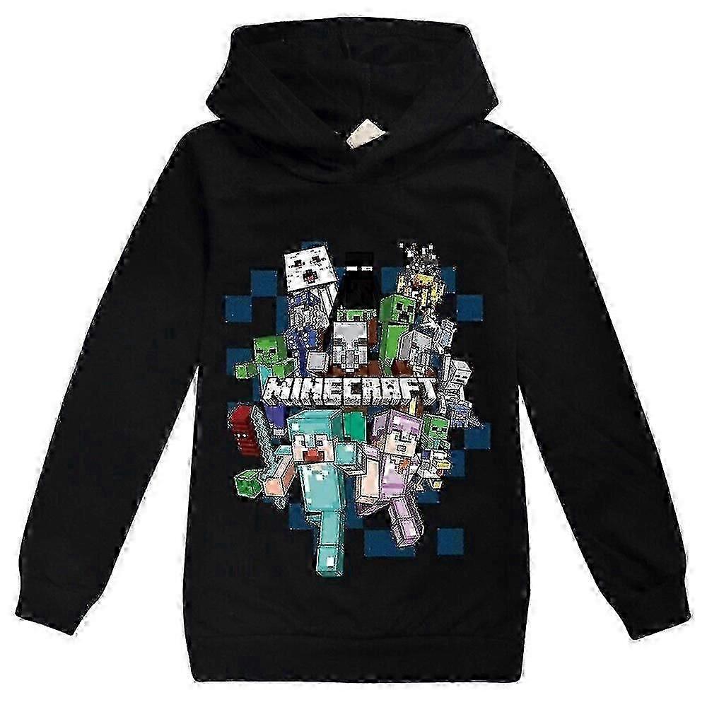 Barn Cartoon Games Hoodie Casual Långärmad Hooded Minecraft Grafiska Tröjor för 5-12y Pojkar Flickor