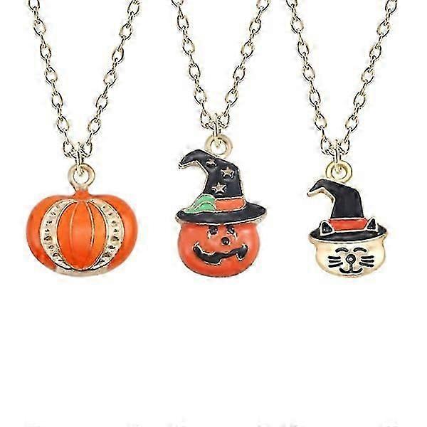 3 Pack Pumpkin Hat Pendant Halloween Necklace