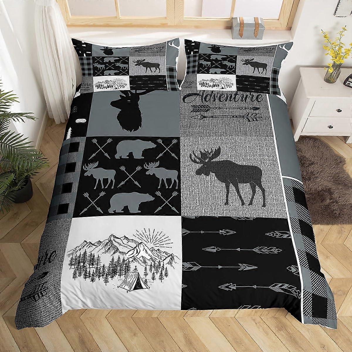 3 Pieces Bedding Set Retro Rustic Lodge for Cabin Farmhouse Queen Size