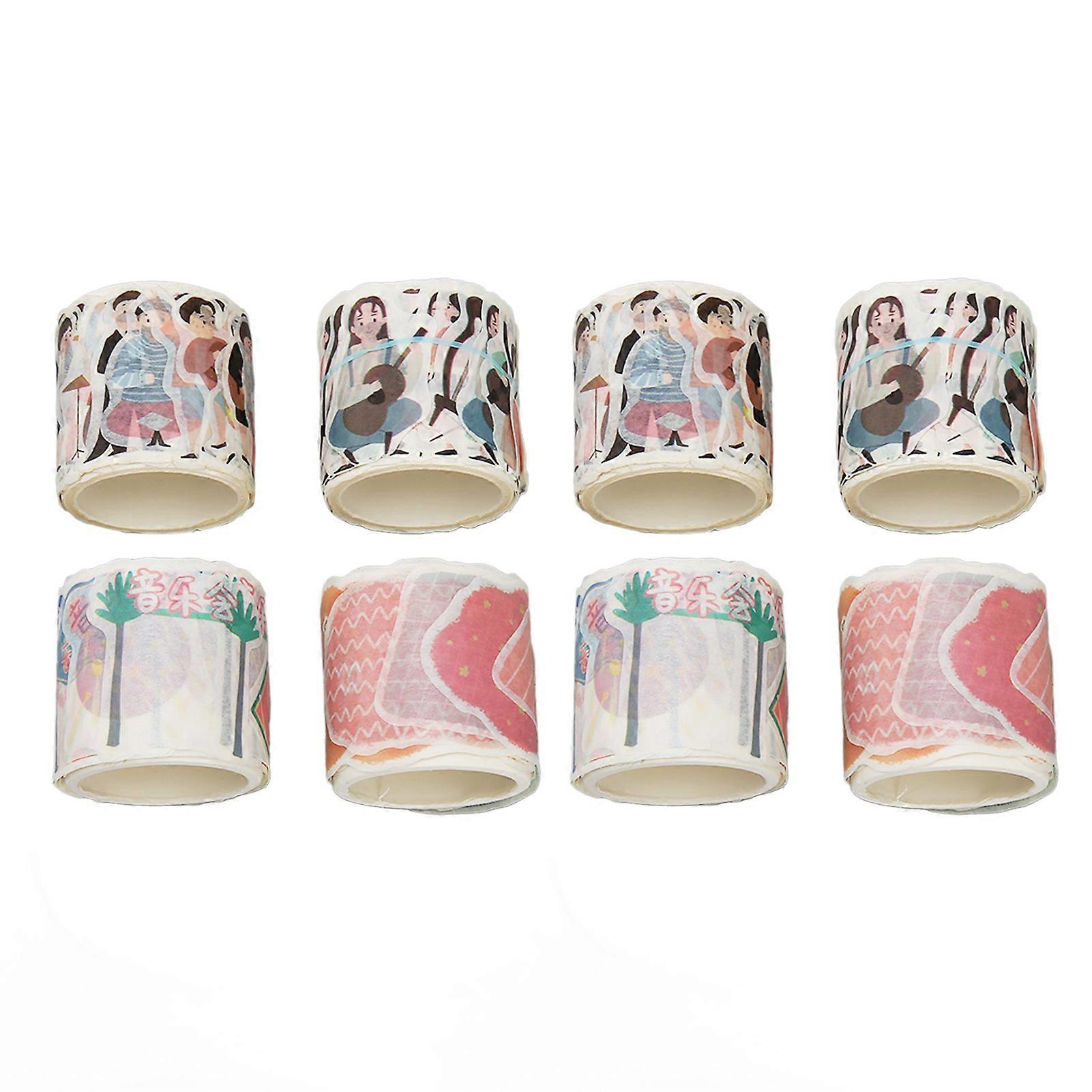8 Rolls Japanese Paper Tape 35mm Wide Multiple Irregular Shape DIY Handbook Diary Decorative Tape 