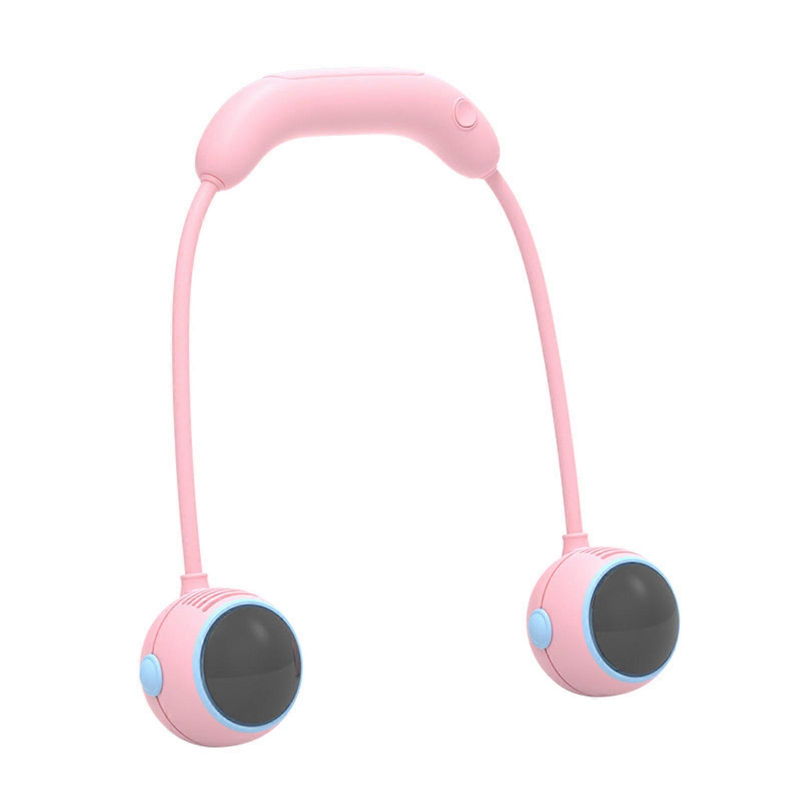 Boyun Fanı USB Şarj Edilebilir Fan 1200mAh 3 Hız Açık Katlanabilir Bıçaksız Boyun Fanı Açık Seyahat Bahçe Çalışması için Pembe