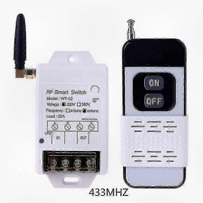 Wireless Remote Control Switch Receiver 315/433MHz 220V/380V 30A with LED Indicator 2000m Range