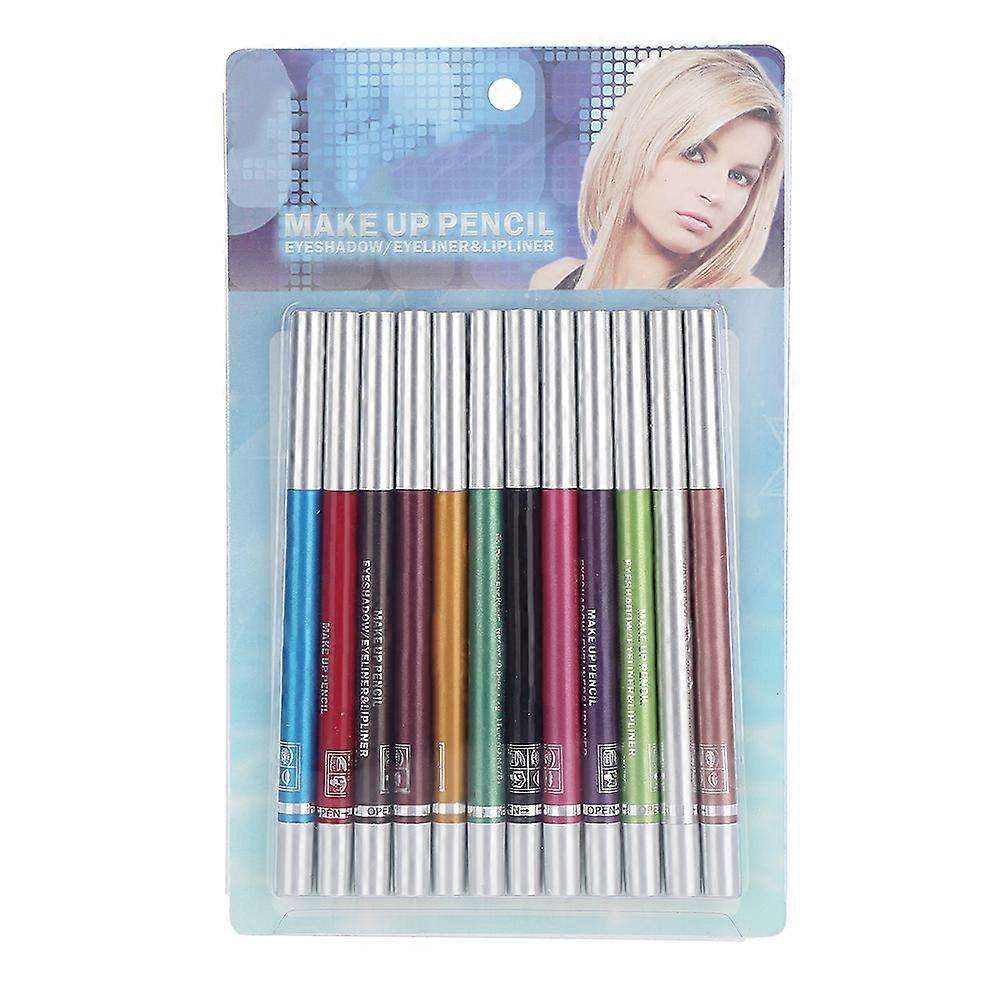 12 Colors Waterproof Long Lasting Eye Shadow Eyeliner Lipliner Pencil Cosmetic Pen Set for Precise Makeup Application