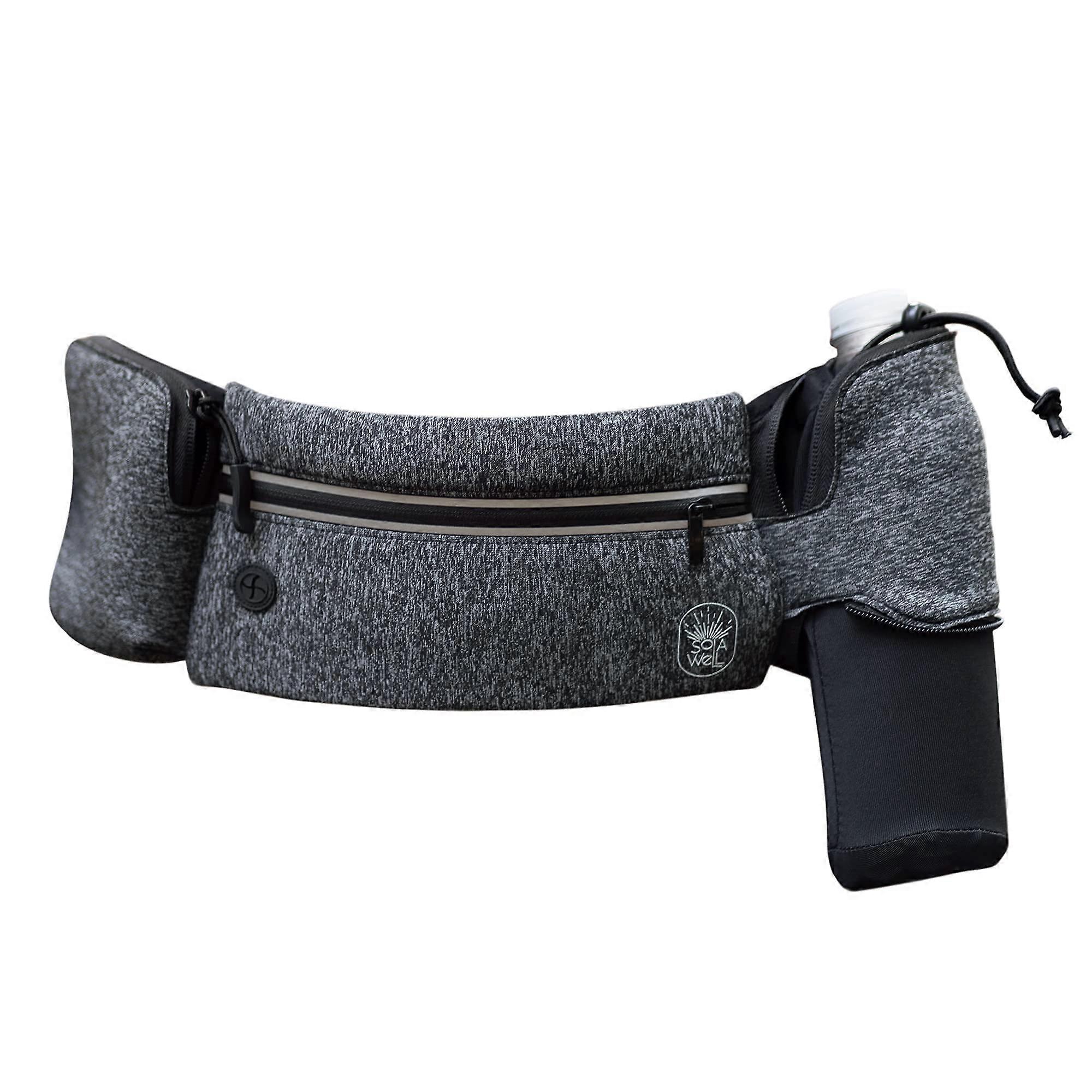 Water Bottle Holder Running Belt for Jogging Walking and Biking - Gray Hydration Waist Bag with Carrier for iPhone