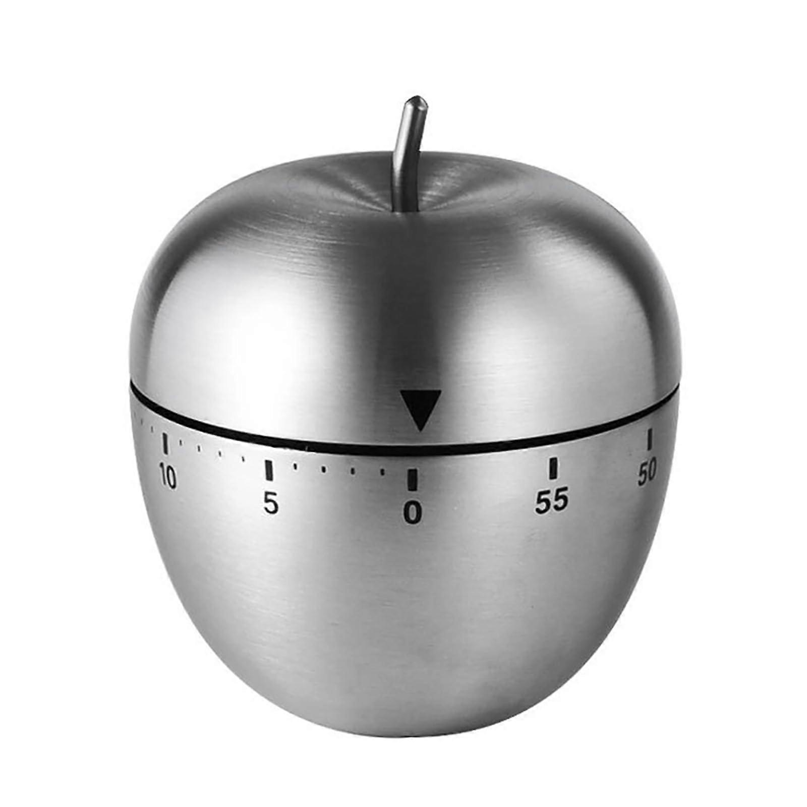 Apple Kitchen Timer Manual Stainless Steel Mechanical 60-Minute Countdown Cute Apple-Shaped Cooking Timer for Kids Sports