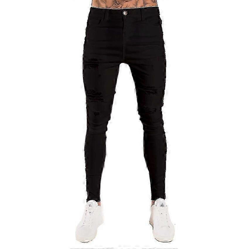 Knähål för män Slim Rippade Jeans