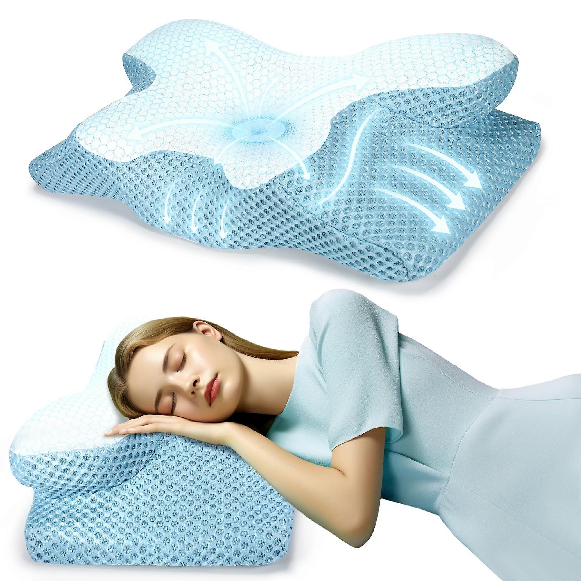 Cervical Neck Pillow for Neck and Pain, Shoulder Cooling Memory Foam Contour Pillow