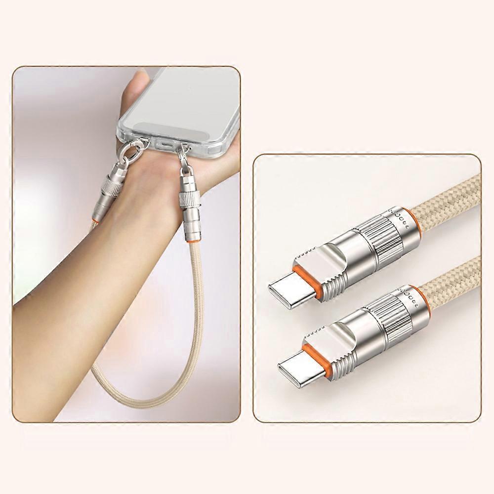 30cm Cell Phone Wrist Strap Charging Cable Type-C to Type-C 66W Fast Charge Data Cord Phone Lanyard