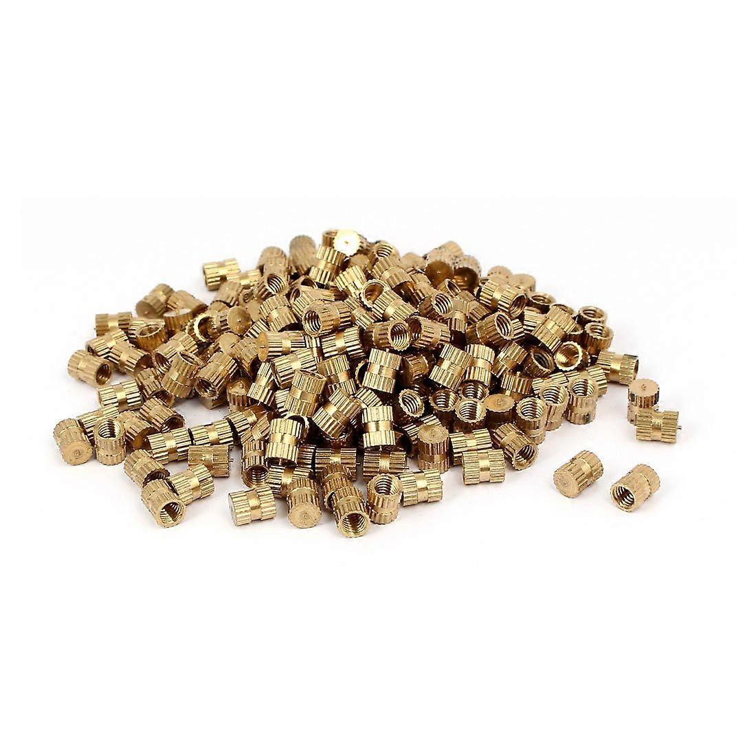 IIVVERR M5 x 8mm 6.3mm OD Brass Threaded Insert Embedded Knurled Thumb Nut 200PCS
