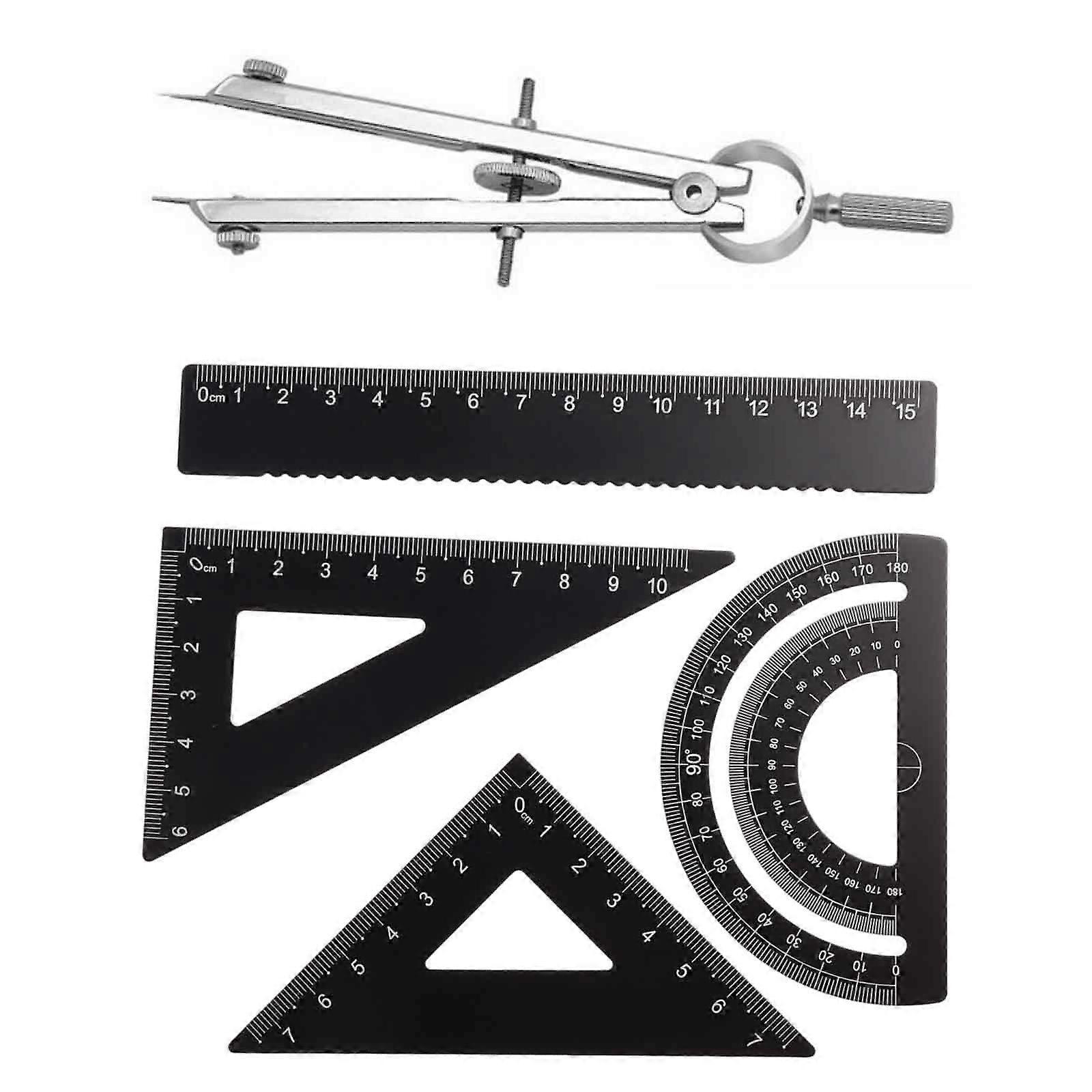 1 piece silver compass+4 pieces black measuring tape+storage box