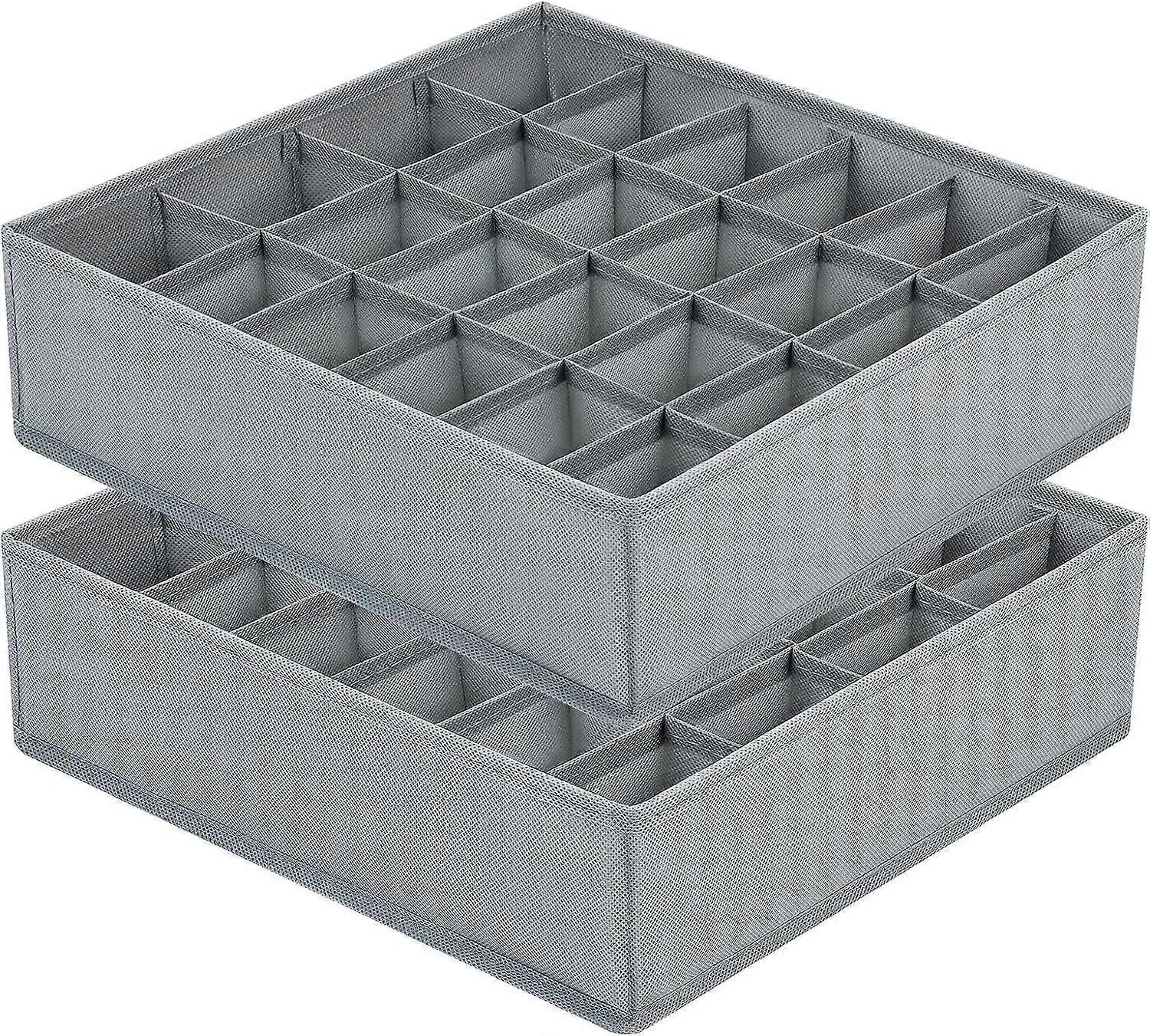 Pack Foldable Drawer Organizer, Non-Woven Sock Storage, Space-Saving Compartment Underwear Storage (Grey)