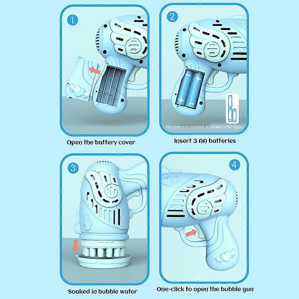 Bubble Machine Automatic 23-Hole Bubble Blower 15x15x8cm Blue/Pink