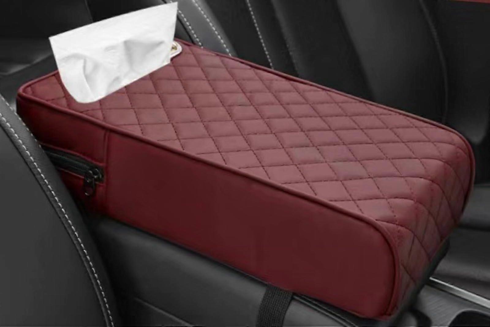 Universal Car Center Console Armrest Cushion Storage Organizer with Height Booster Pad and Tissue Holder for All Vehicle Models