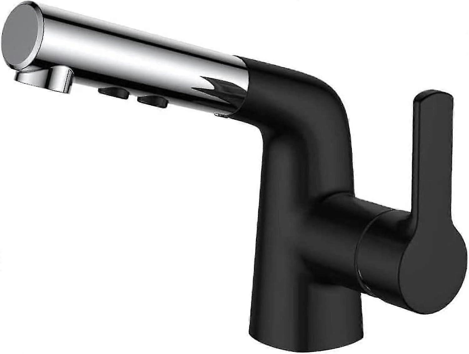 صنابير بالوعة Bturyt للحمام دش خلاط أسود تلسكوبي صنبور المطبخ متعدد الوظائف مزدوج الوضع مغسلة صنبور مع بخاخ قابل للسحب