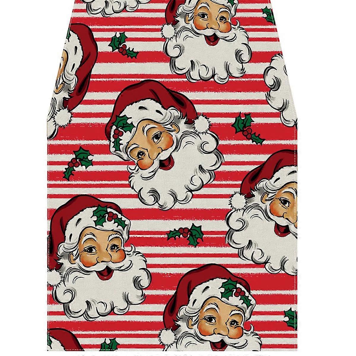 Christmas Table Runner Red StripesSanta Xmas Winter Table Decoration
