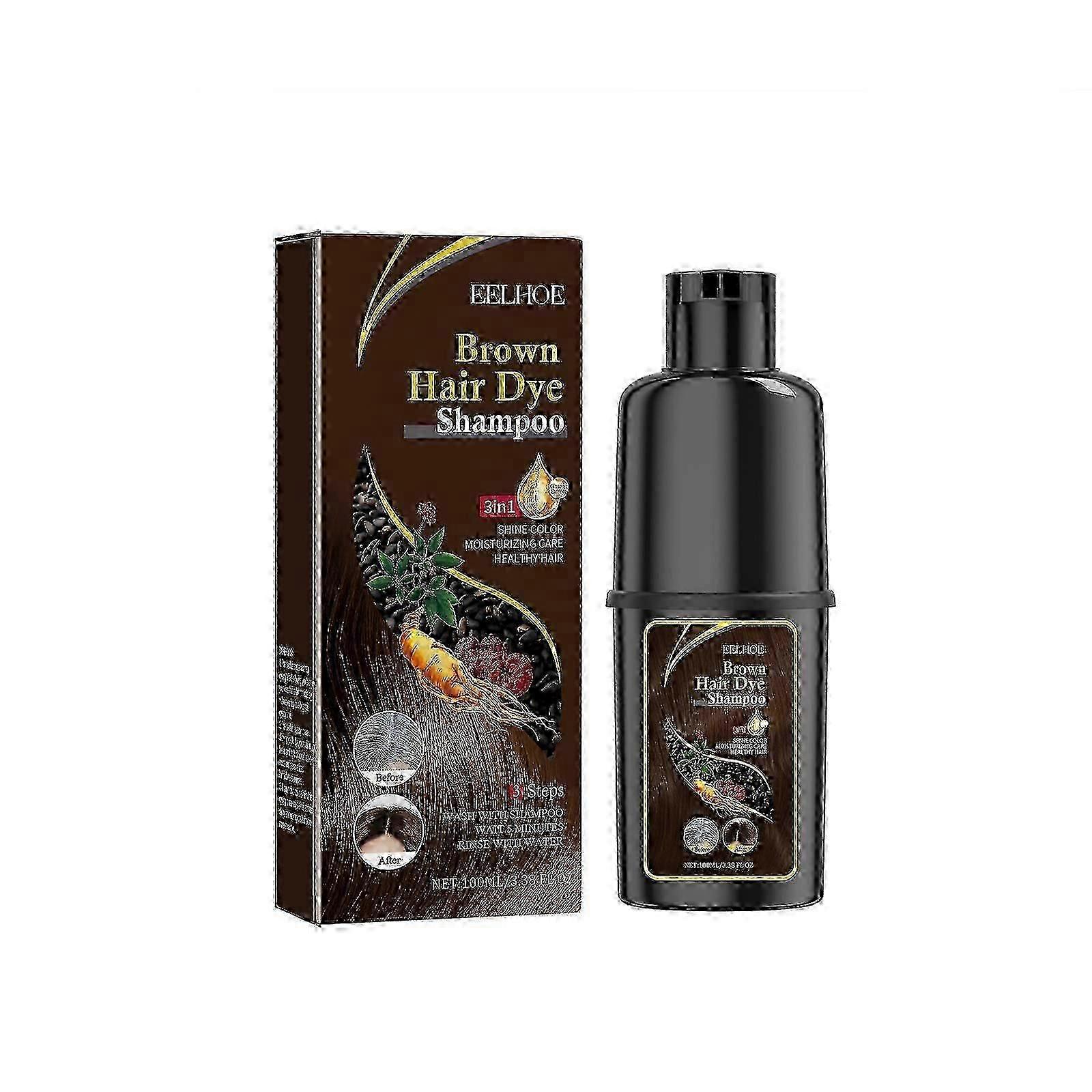 EELHOE black hair dye shampoo (brown), gentle and non-irritating, moisturizing scalp, easy color change, hair shampoo