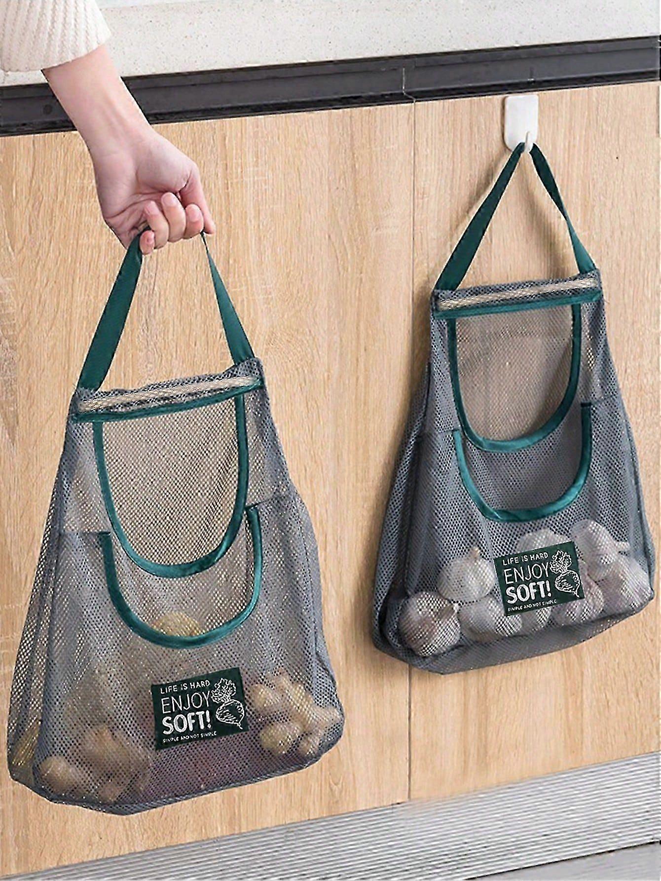 1pc Large Capacity Double Layer Hanging Mesh Storage Bag, Reusable Bag, Fruit And Vegetable Bag