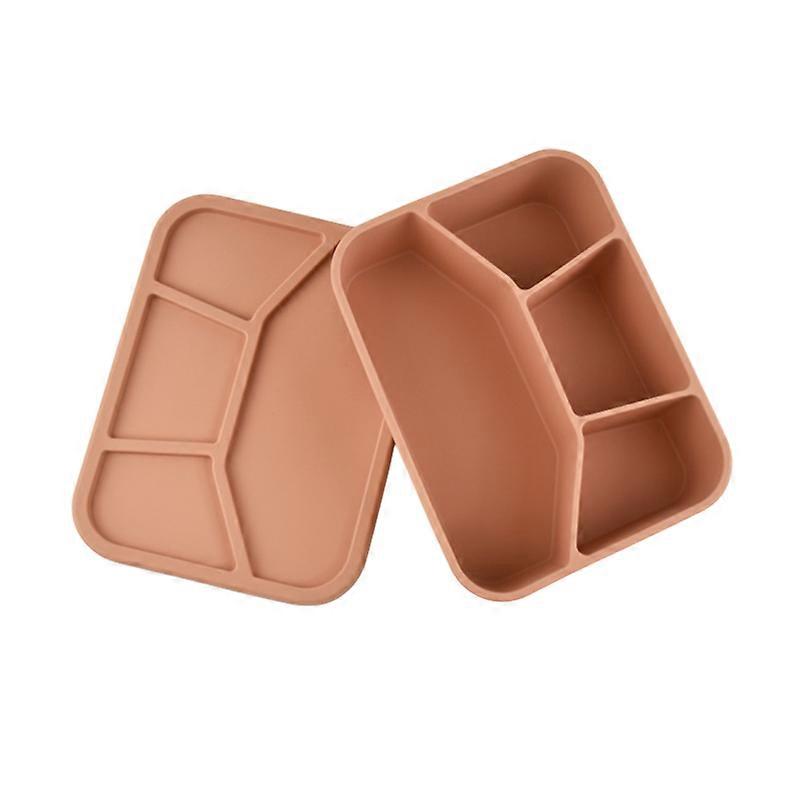 4 Grids Silicone Divided Lunch Box Leak-proof Fresh-keeping Fruit Food Boxes Sealed Microwave Safe Food Storage Container