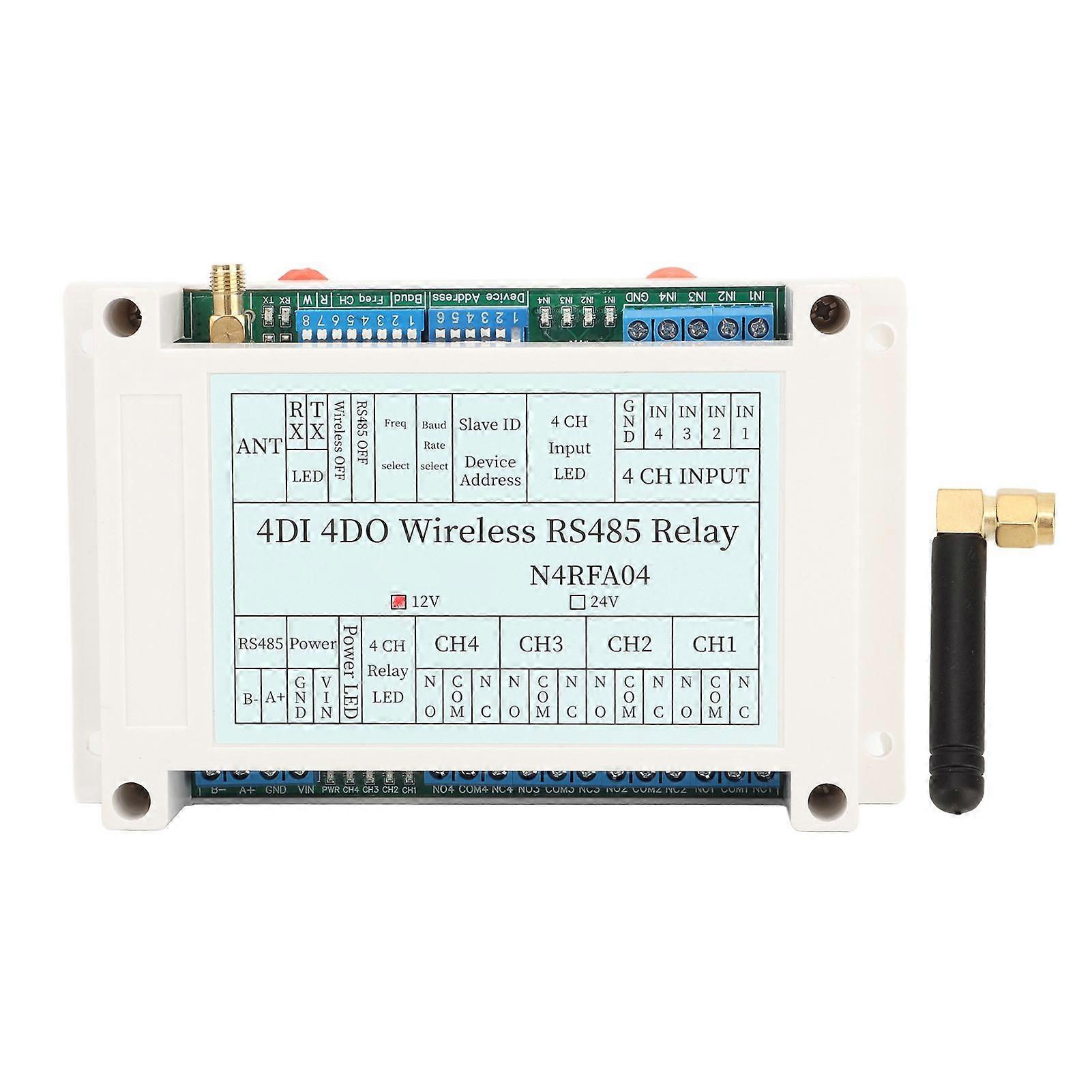 2025 Latest Model  4 Channel Wireless Relay Module 4DI 4DO 433M RS485