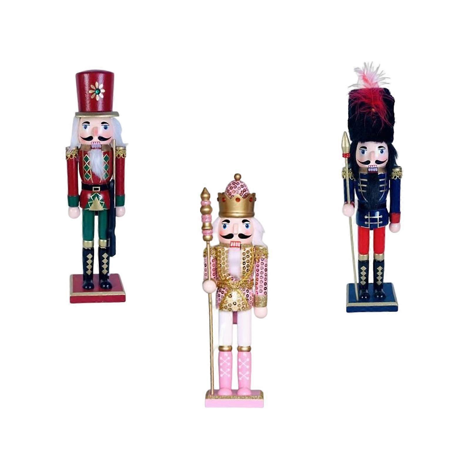 木製くるみ割り人形人形像子供伝統棚休日+30cm