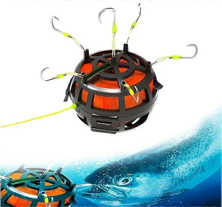 Reverse Bottom Bait Cage,360° Floating Bait Cage Fishing Hook,6-Hook Reverse