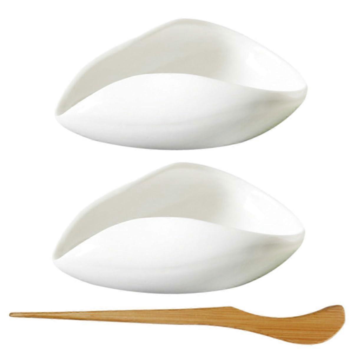 3-Piece Ceramic Tea Leaf Holder Set, Tea Scoop and Coffee Bean Display Plate, Kitchen Tea Accessories