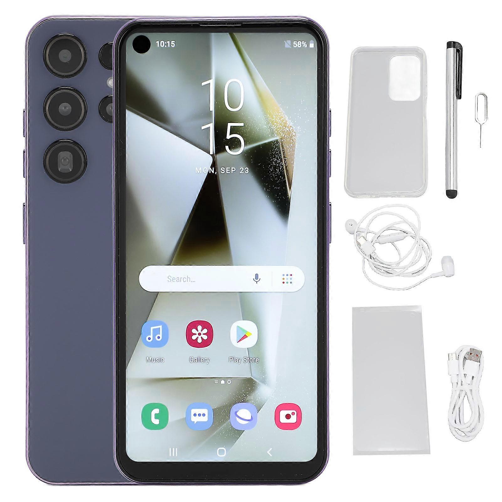 Violet Dual SIM Smartphone: 6.6" HD Screen, 8 Core CPU, 8000mAh Battery, Android 14