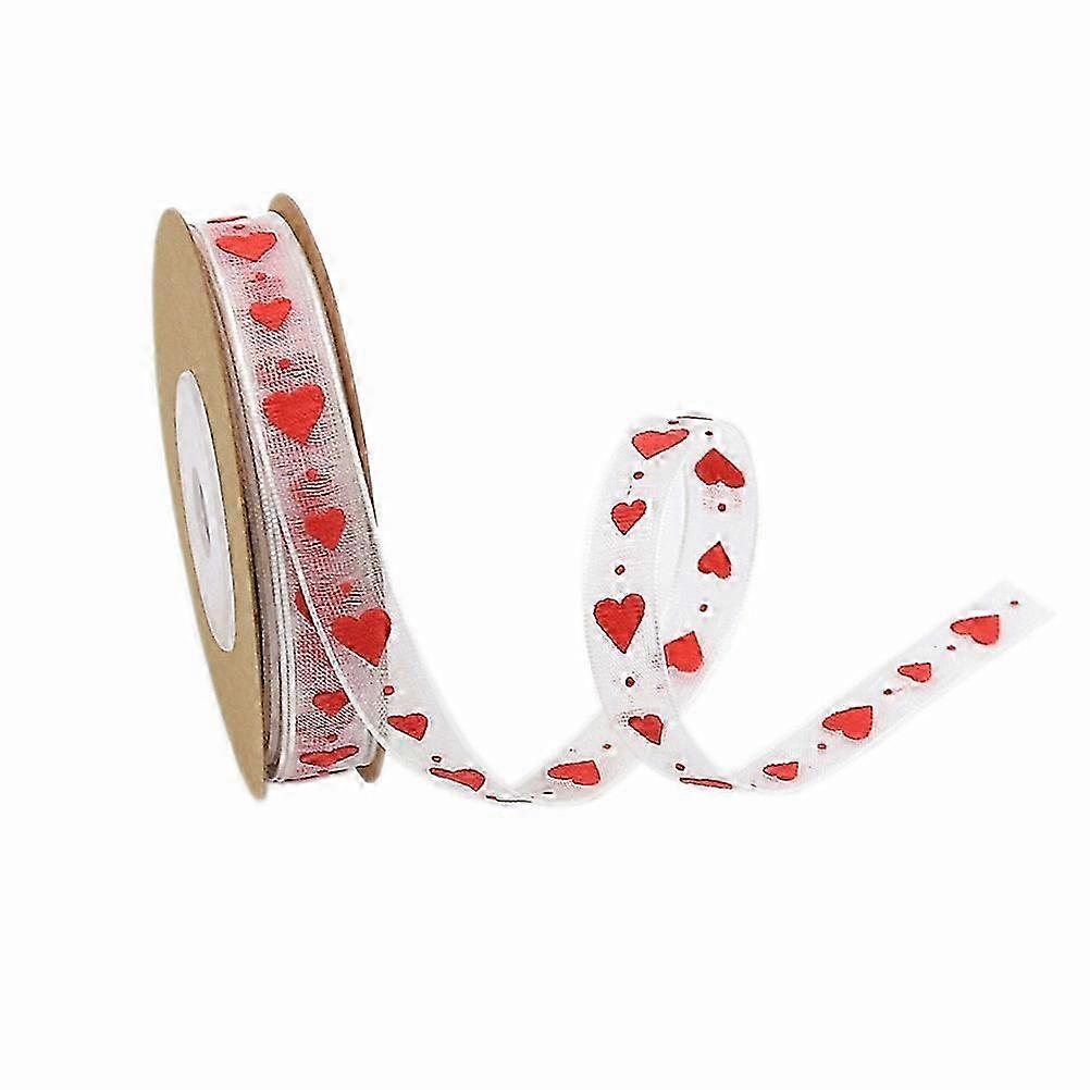 1 Roll of 10M Ribbon Heart Printed Polyester Packing Rope Valentine's Day Gift Wrapping Pattern 3