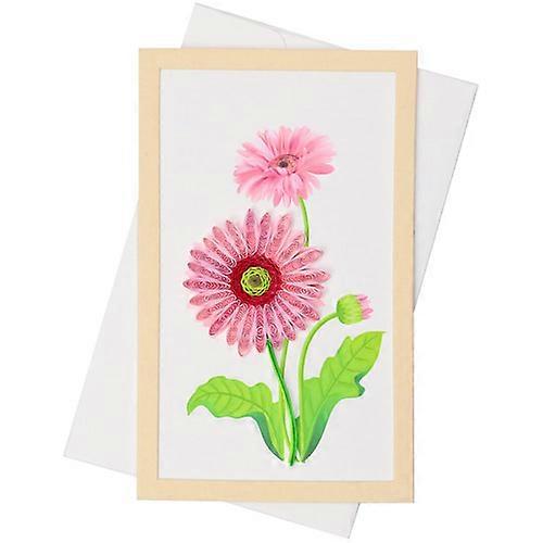 Quilled Framed Standing Greeting Card - Pink Gerbera