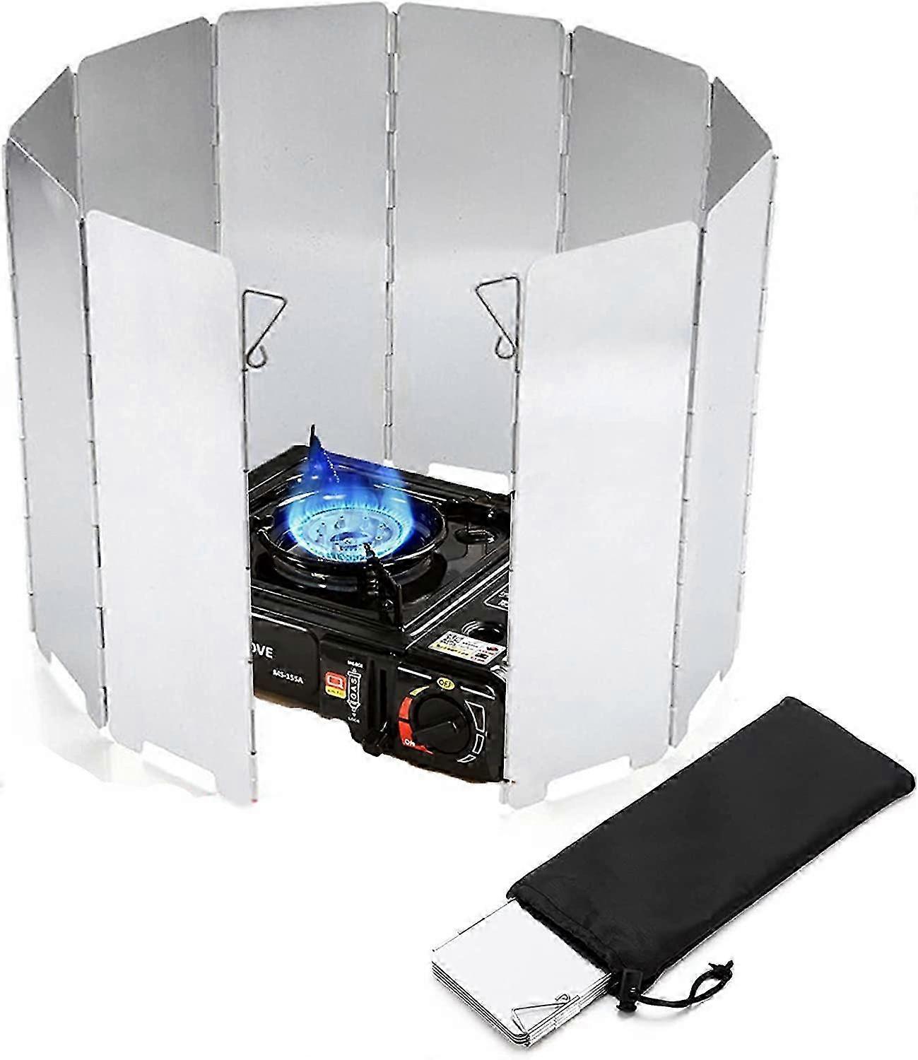 10 Plate Camping Stove Windshield Collapsible Gas Stove Lightweight Camping Stove Windshield with Drawstring Bag for Use with Butane Stoves