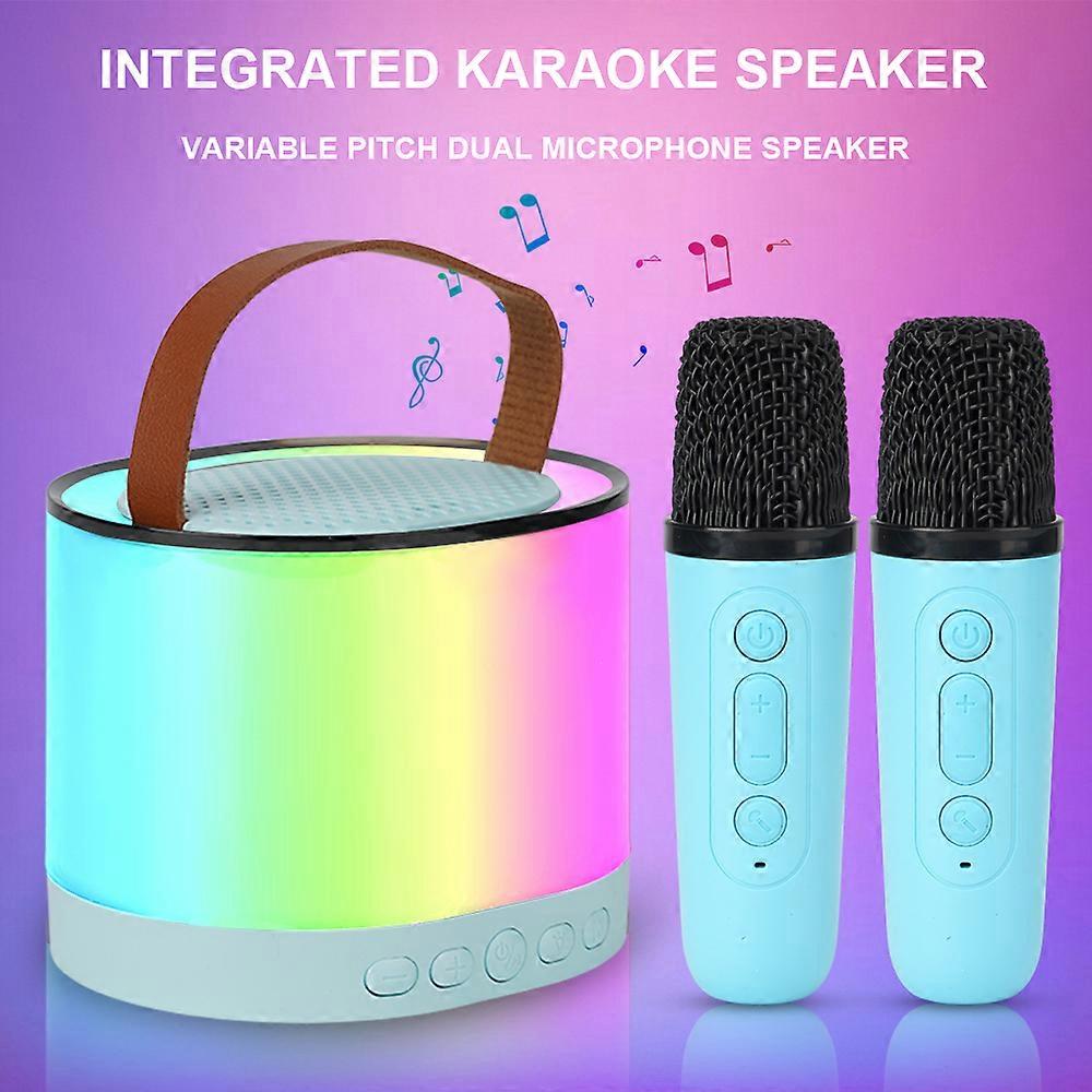 Portable Karaoke Machine With 2 Microphones Bluetooth Speaker With 5 Light Effects TF/USB/AUX Input