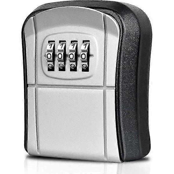 Wall Mounted Security Key Box Mini Safe Outdoor Key Box with 4-Digit Code Resettable Waterproof Key Case -