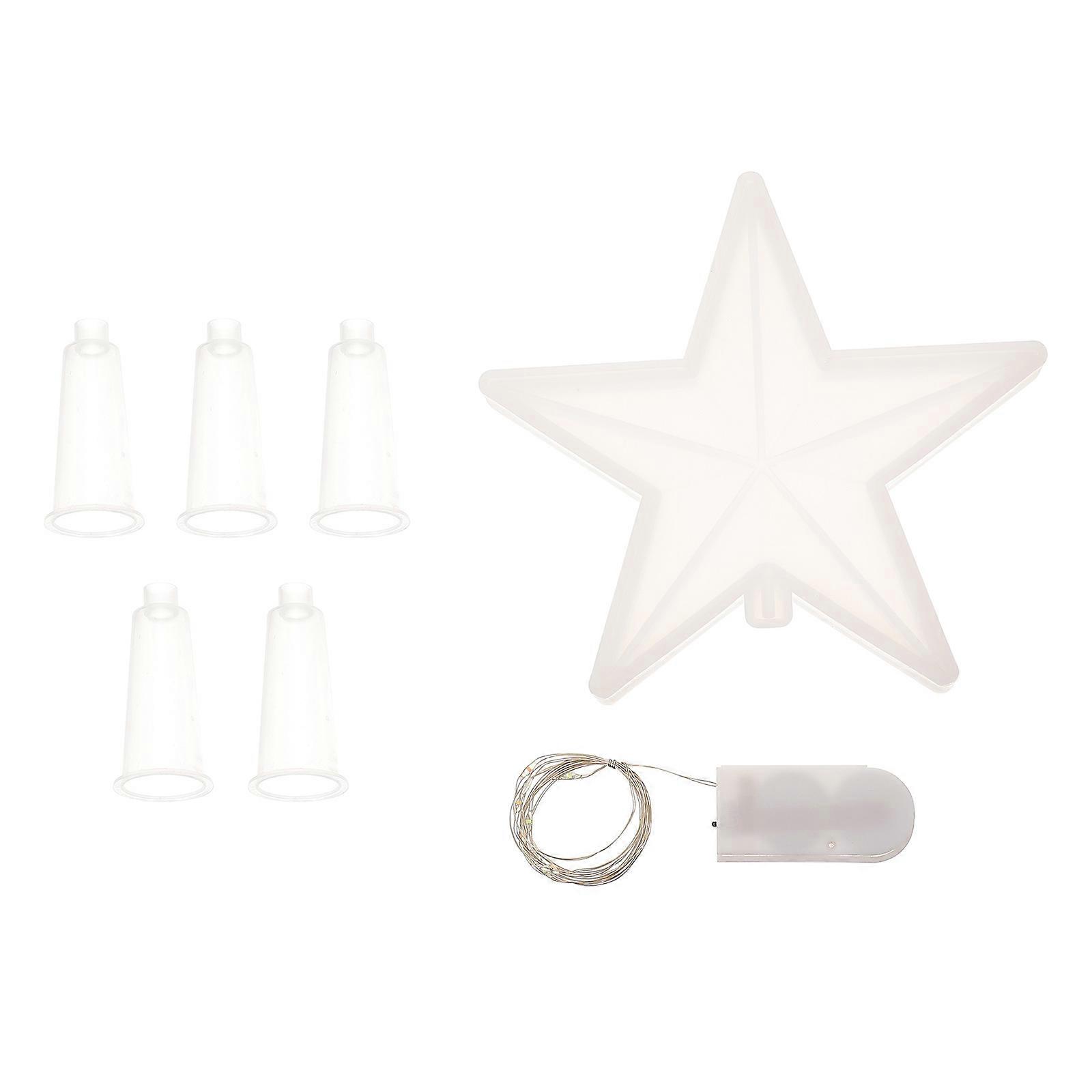 Silicone Star Mold for Christmas Tree Topper Resin Craft Kit with Plastic Covers and LED Light String for Creative Holiday Decor Projects