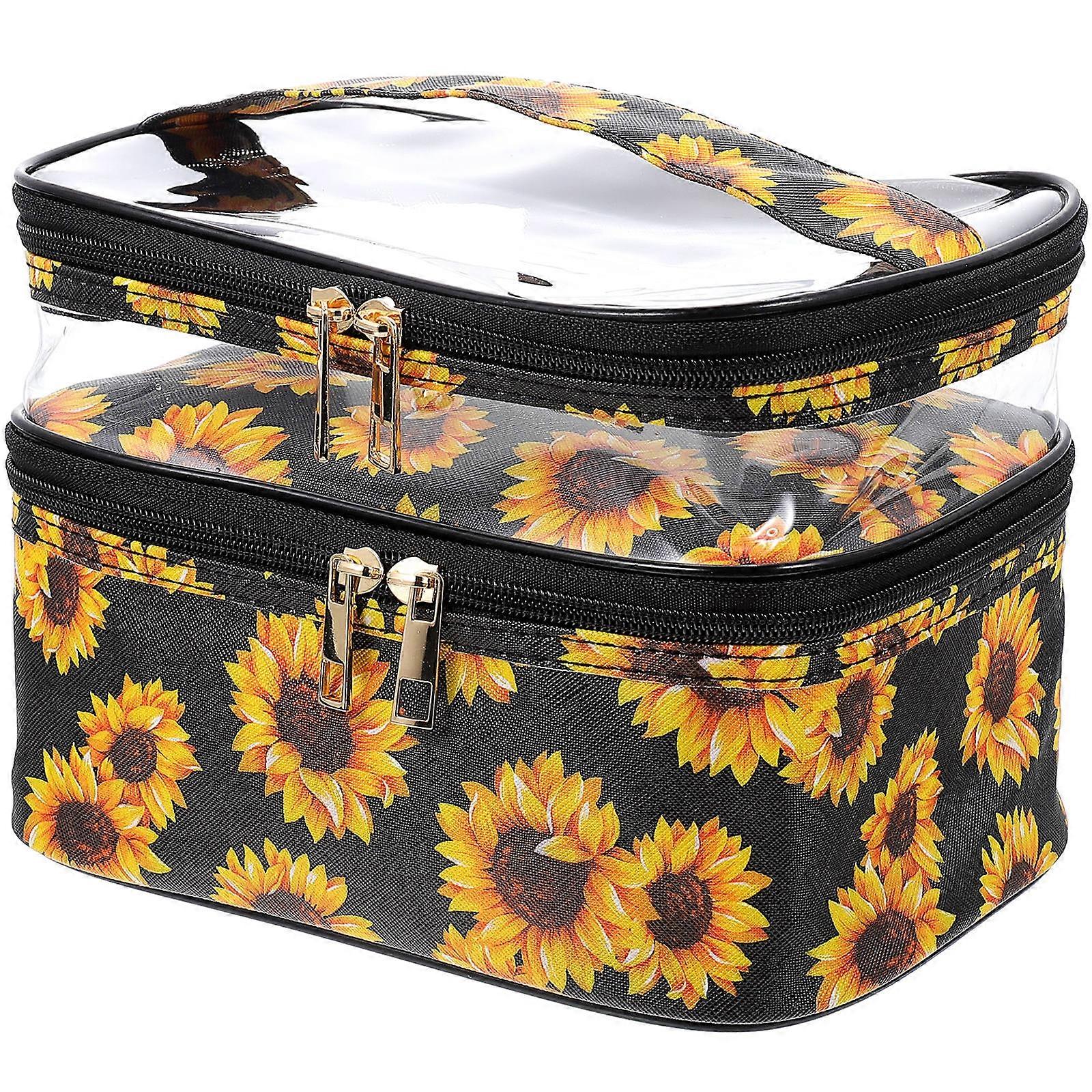 Large Capacity Makeup Bag Portable Cosmetic Bag Rectangular Travel Convenience Waterproof Dustproof Moisture-Proof 21X16CM Multi 1Set