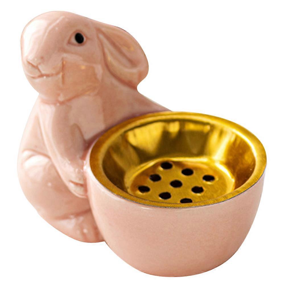 Handmade Desktop Decor Rabbit Statue Incense Holder Women present Recipients Pink 8.50X7.00X5.00CM Incense Cone Holder 1Set