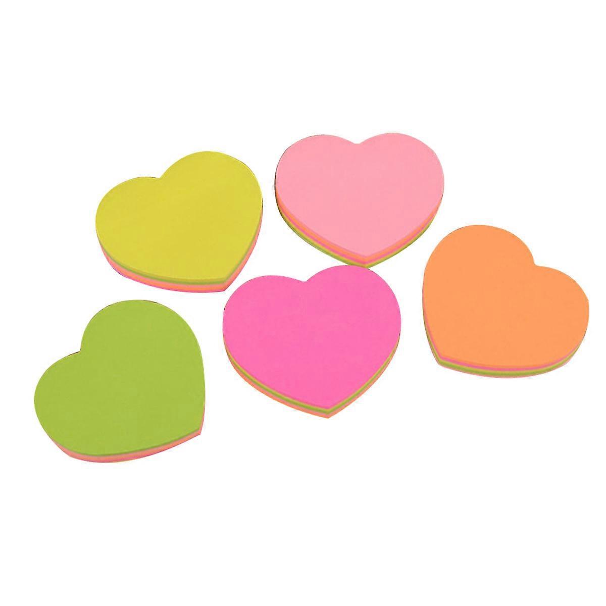 Paper Notes Stickers Heart Shape Sticky Notepads For Teachers School Use 7.6x7.6cm Indexing 5Pack