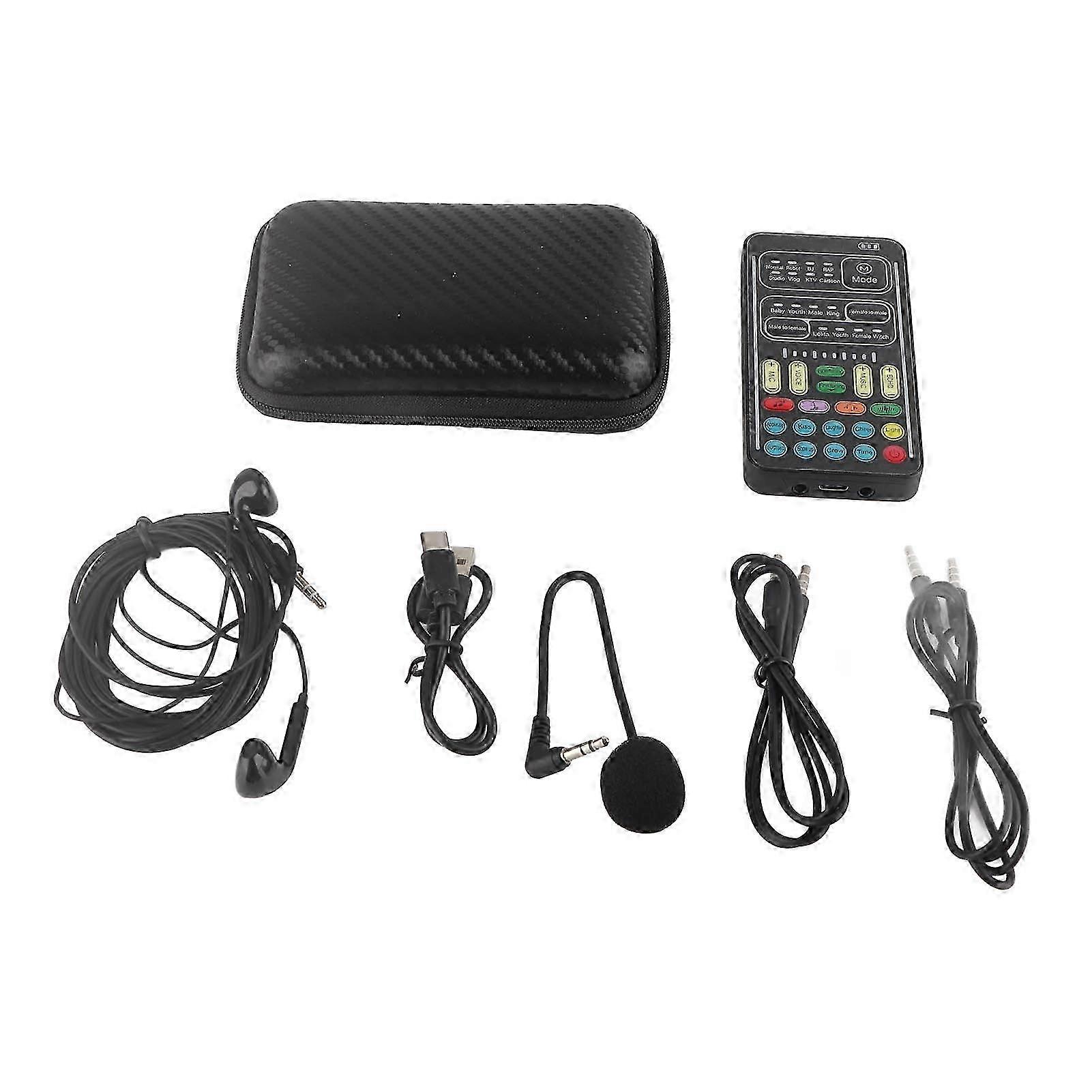 I9 Voice Changer Set Multifunction Portable Recording Mini Sound Card for Game Anchor Recording Computer English Version
