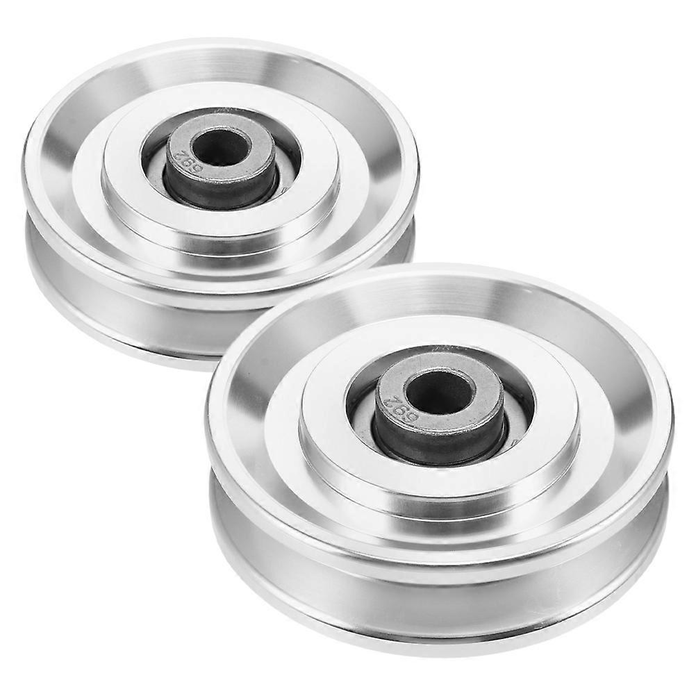 Exercise Pulleys For Shoulders Doorway Fitness Pulley Wheel Gym Equipment Part Round Silver 7.30X7.30X2.00CM Smooth Operation 2Pcs