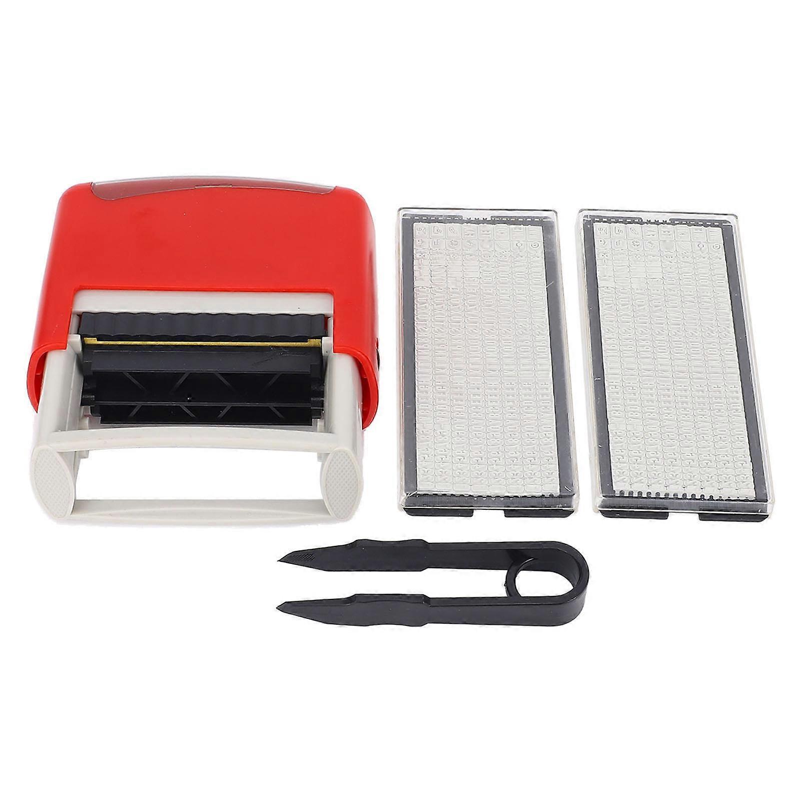 Custom Self-Inking Stamp, Date, Number, Letter, Symbol, Comb, Adjustable Auto Press, L, Red, with 2 Templates