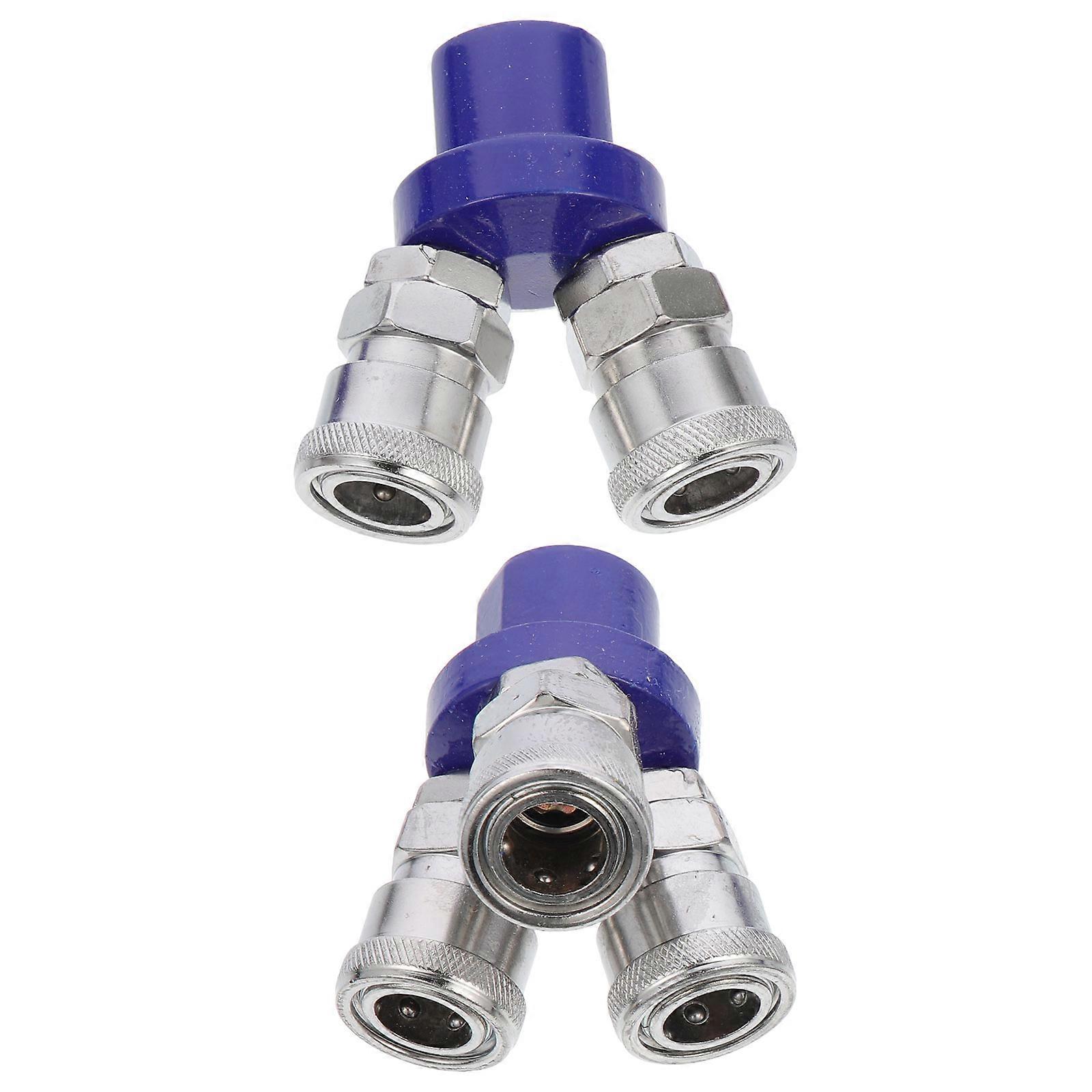 Pneumatic Self-locking Coupling Connector Three-way Pneumatic Tools 7x7x3cm Sealing 2Pcs