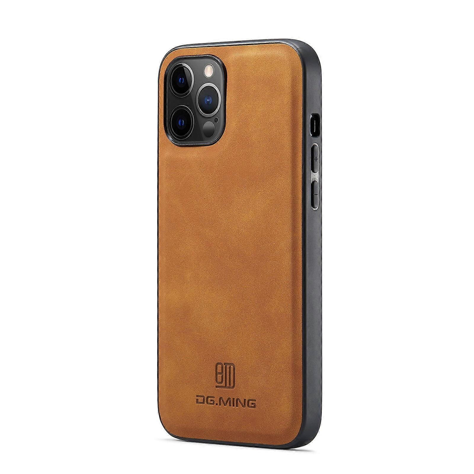 Veske Til Iphone 14 Pro Enkel Bunn Sak-khaki Magnetisk Kortholder Delt Lommebok Lær