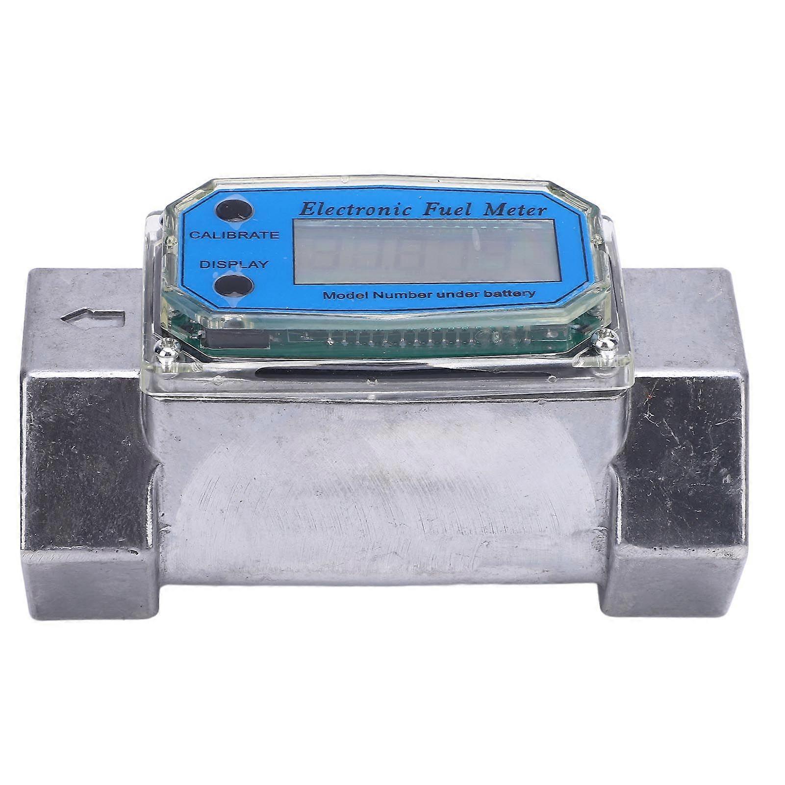 Digital Turbine Fuel Flow Meter High Accuracy Metal Multifunctional Multiple Unit Flowmeter for Water Gas Oil Gasoline 45mm / 1.8in: Minimum Flow 30L/