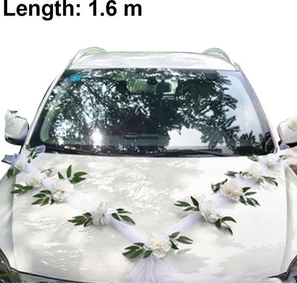 Wedding Car Decoration Set: Flower plate+bow+plush bear, silk organza garland
