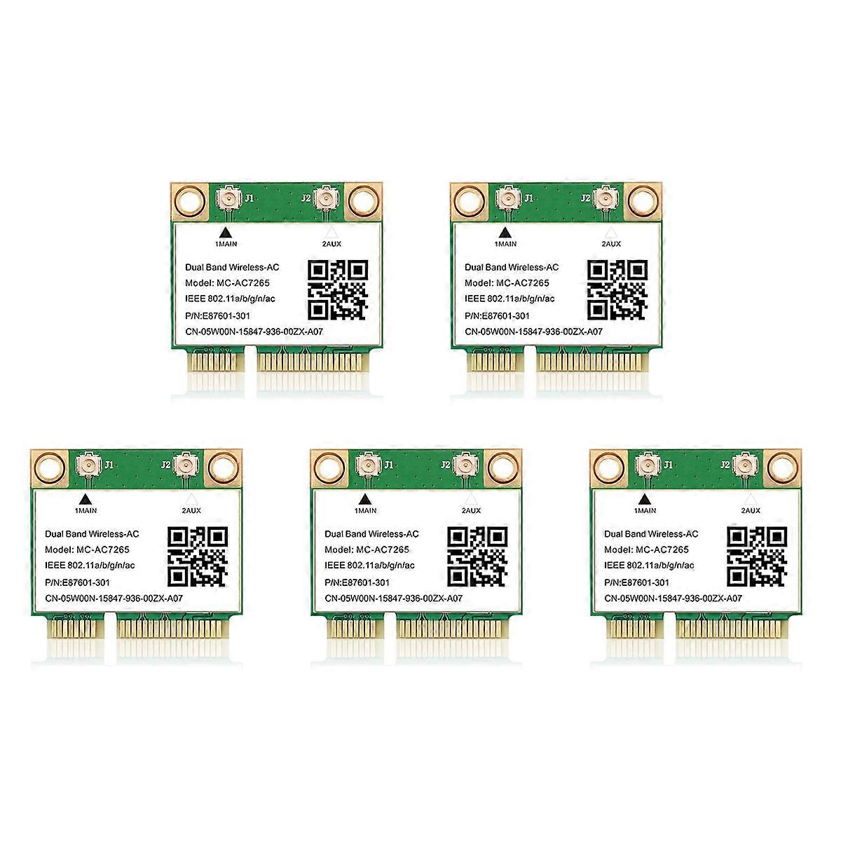 5X 1200Mbps Bluetooth 4.2 Mini PCI-E Wifi Card -AC7265 Wireless Network Card 7265 802.11ac 2.4G 5Ghz